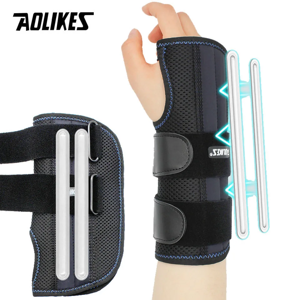 AOLIKES 1PCS Wrist Brace for Carpal Tunnel Relief Night Support,Support Hand Brace with 3 Stays,Adjustable Wrist Support Splint