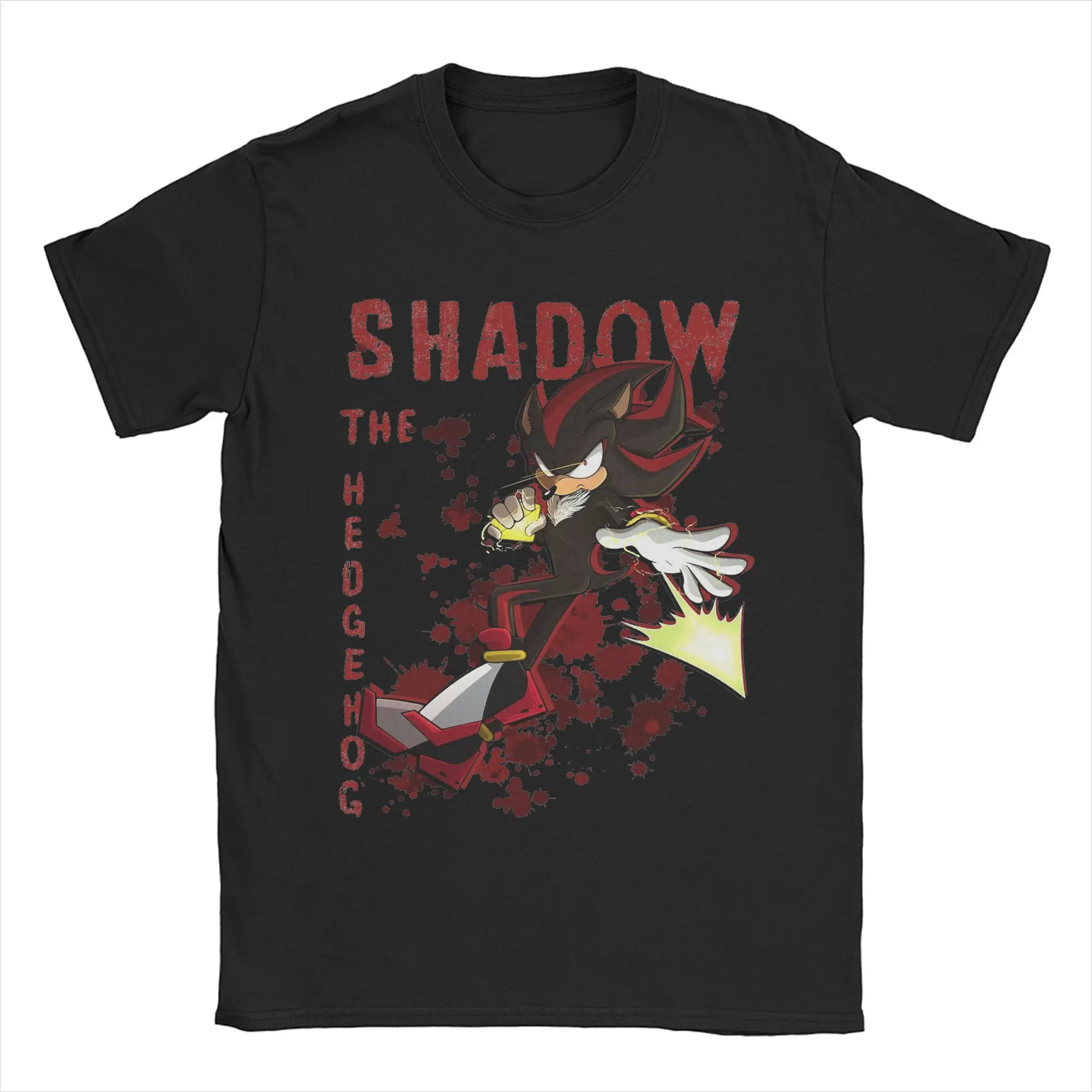 Men Chaos Spear Shadow The Hedgehog Anime T Shirt  100% Cotton Tops Novelty Short Sleeve Crew Neck Tee Shirt Summer T-Shirt