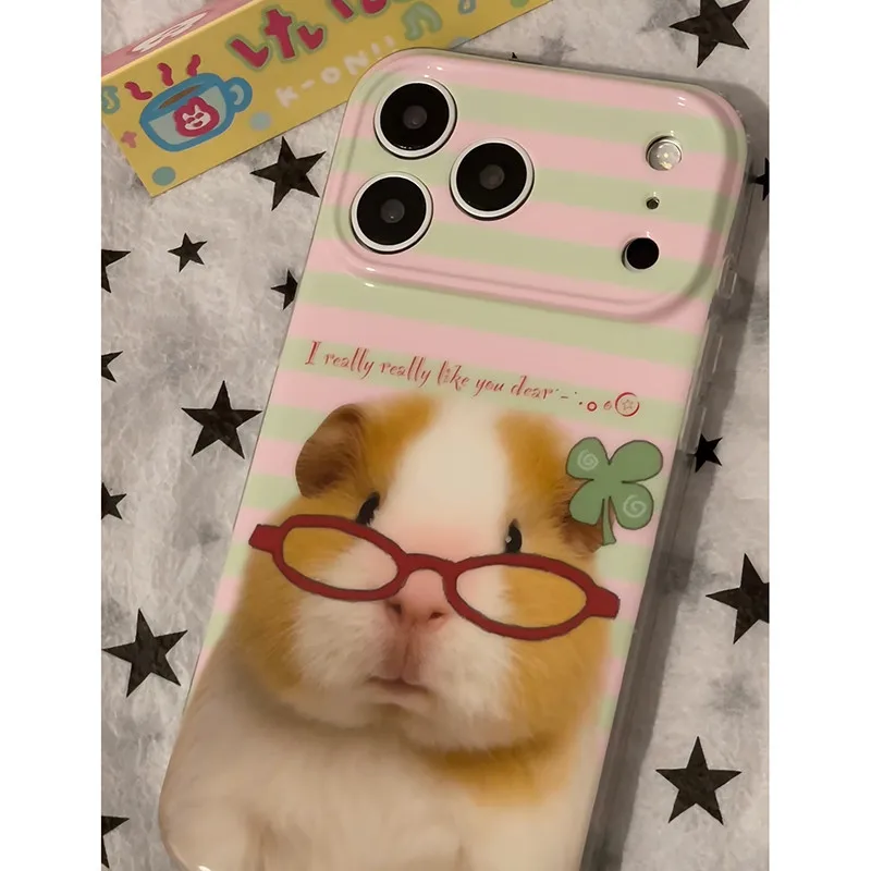 Funda para teléfono con diseño de hámster, estilo «Ins» japonés y coreano, para iPhone 18, 17, 16, 15, 14, 13, 12, 11 PRO, XR, XS, X, MAX, 8, 7 PLUS, MINI.