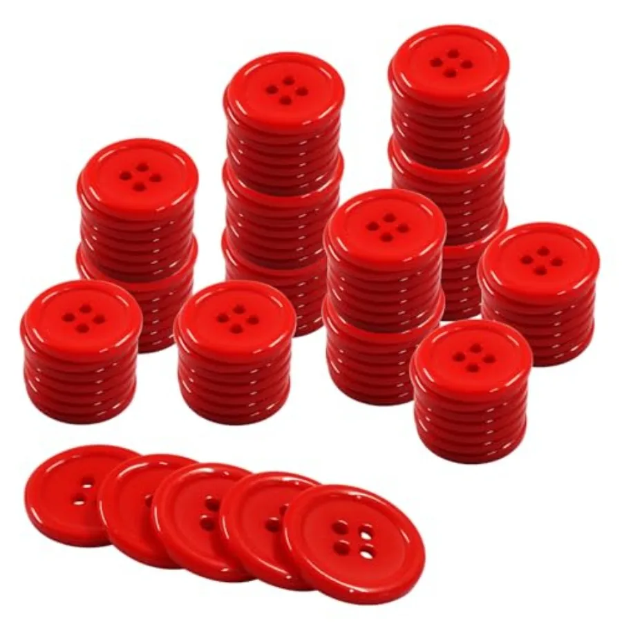 3/4 Inch 20mm Resin Buttons, 50 Pcs 4-Hole, Flat Back, For Garment, DIY Crafts and Clothing, 32L