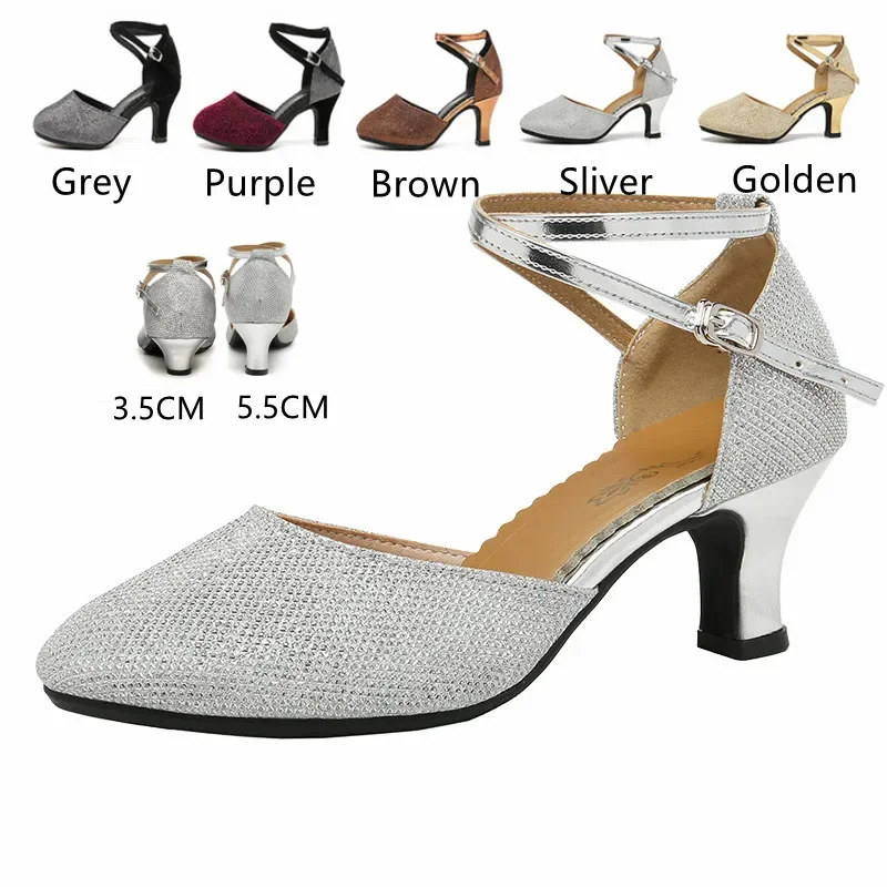 Ballroom Dancing Shoes For Women Latin Dance Shoes Lady Closed Toe Salsa Shoes Low Heels Zapatos Baile Latino Mujer 3.5cm/5.5cm