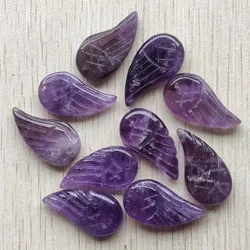 Fashion Natural amethysts stone carved angel wings shape pendants for jewelry making Wholesale 8pcs/lot free shipping