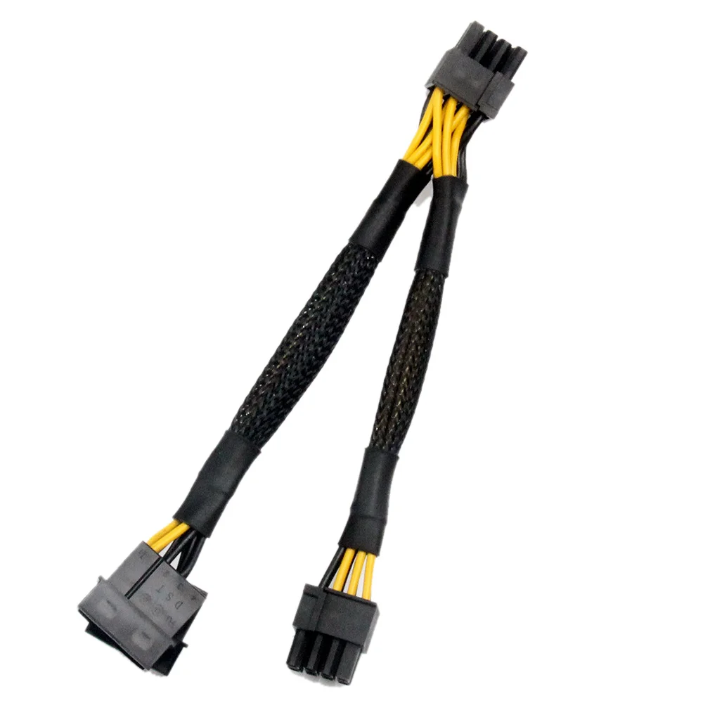 

TOP Dual 4Pin IDE Molex to GPU Dual 8Pin(6+ 2)Pin Power Supply Cable PCI-E PCI Express Graphics Video Display Card Adapter