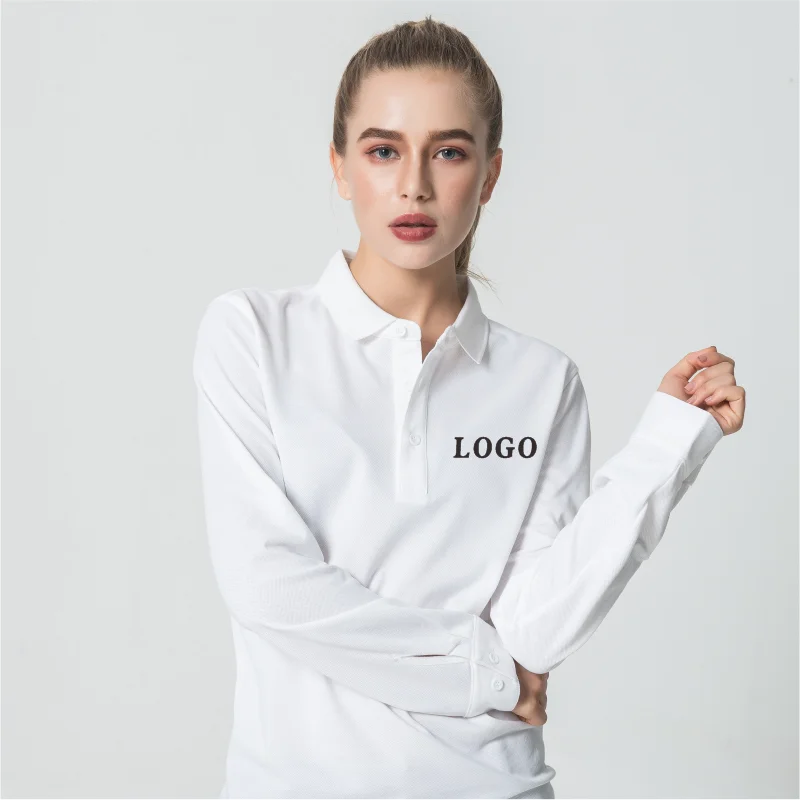 Customized long sleeved polo shirt with lapel collar Print logo on autumn advertising shirts Company group clothing embroidered