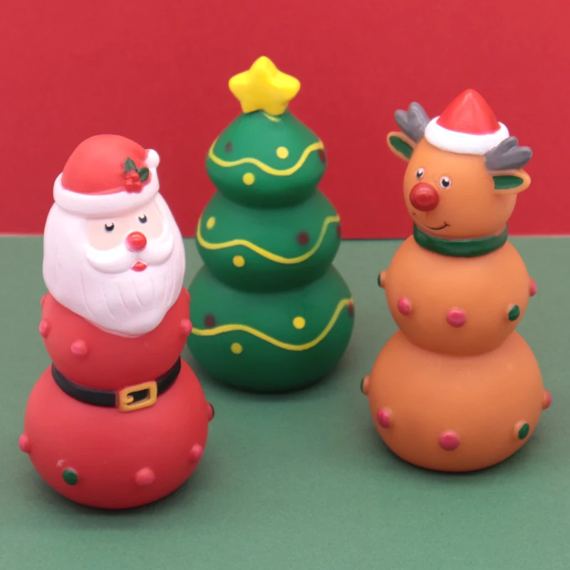 

3 Pcs Christmas Durable Squeaky Chewing Dog Toys Bite Resistant Teeth Cleaning Funny Festival Atmosphere Props Pet Supplies