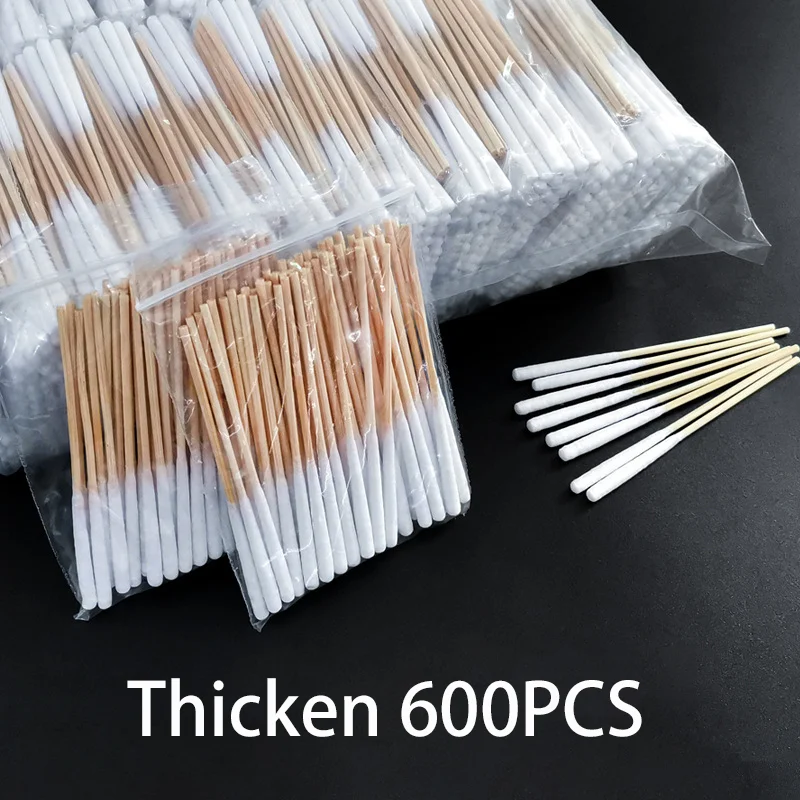 

600PCS Beauty Care Embroidery Beauty thicken Cotton Swabs, permanent makeup eyebrow eyeliner lips tattoo apply swabs supplies