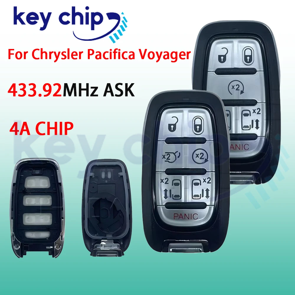 682178329AC 433Mhz 4A M3N-97395900 Proximity Smart Keyless Remote Car Key Fob for Chrysler Pacifica Voyager 2017-2023