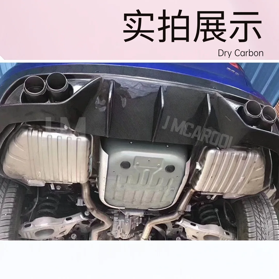 مناسبة لشفة خلفية من ألياف الكربون جاكوار XE، فوهة الذيل، صف مزدوج، سبويلر خلفي محيطي للسيارة بأربعة خارجية