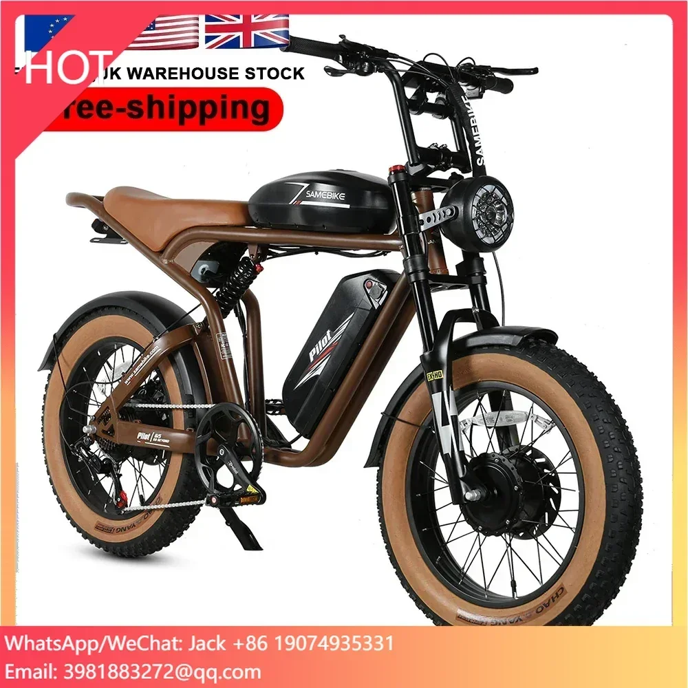 EU Local Warehouse 2000W 48V 7 Speed Rear Hub Motor Aluminum Alloy Fat Tire Electric Hybrid Bike