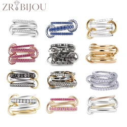 2026 New Stacking Kilcollin Engagement Band Rings Plain Micro Paved 5A CZ Mix Color Multi Pieces Stack Full Finger Women Jewelry
