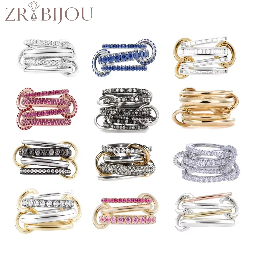 2026 New Stacking Kilcollin Engagement Band Rings Plain Micro Paved 5A CZ Mix Color Multi Pieces Stack Full Finger Women Jewelry