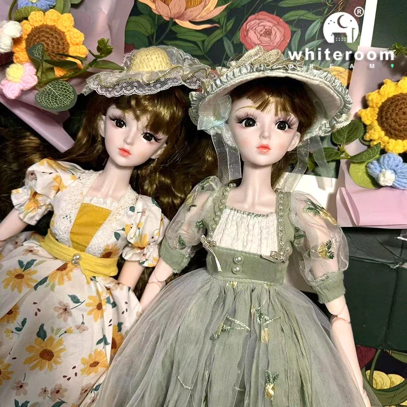 60cm Bjd Doll For Girls Toys 1/3 Dolls Ball jointed Doll Green Blue Eyes Sunflower Palace Style Dress DIY Children Birthday Gift