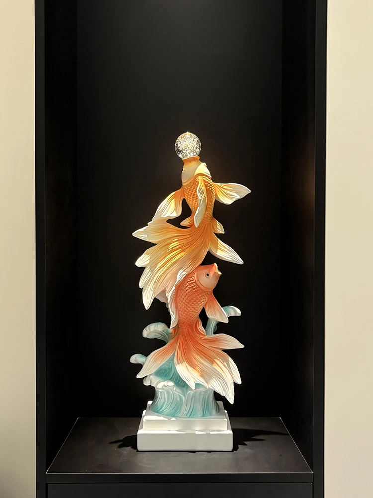 Home Decor Every Year,There Fish Ornaments Entrance,Sculpture Lucky Fishs,Living Room,TV Cabinet,Wine Cabinets,Decoration Gifts