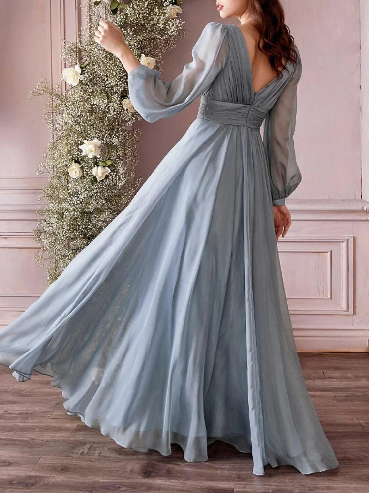 Plus Size Bridesmaid Dresses Tulle V-Neck Long Sleeve Floor-Length A-Line Sweep Train Formal Occasion Party Evening New 2023