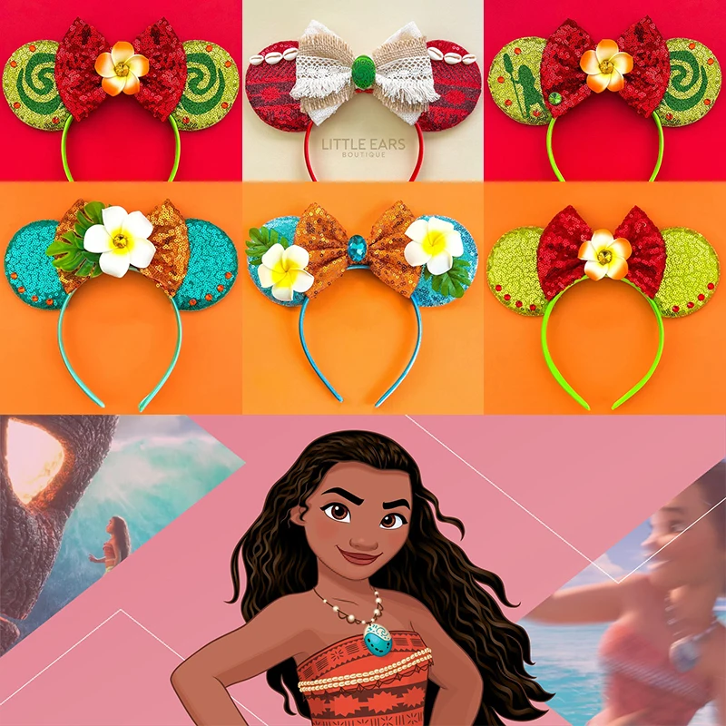 

Disney Moana Headbands For Baby Girls Fishhook Hairbands Mickey Mouse Ears Headband Women Sequins Bow Hair Accessories Kids Gift