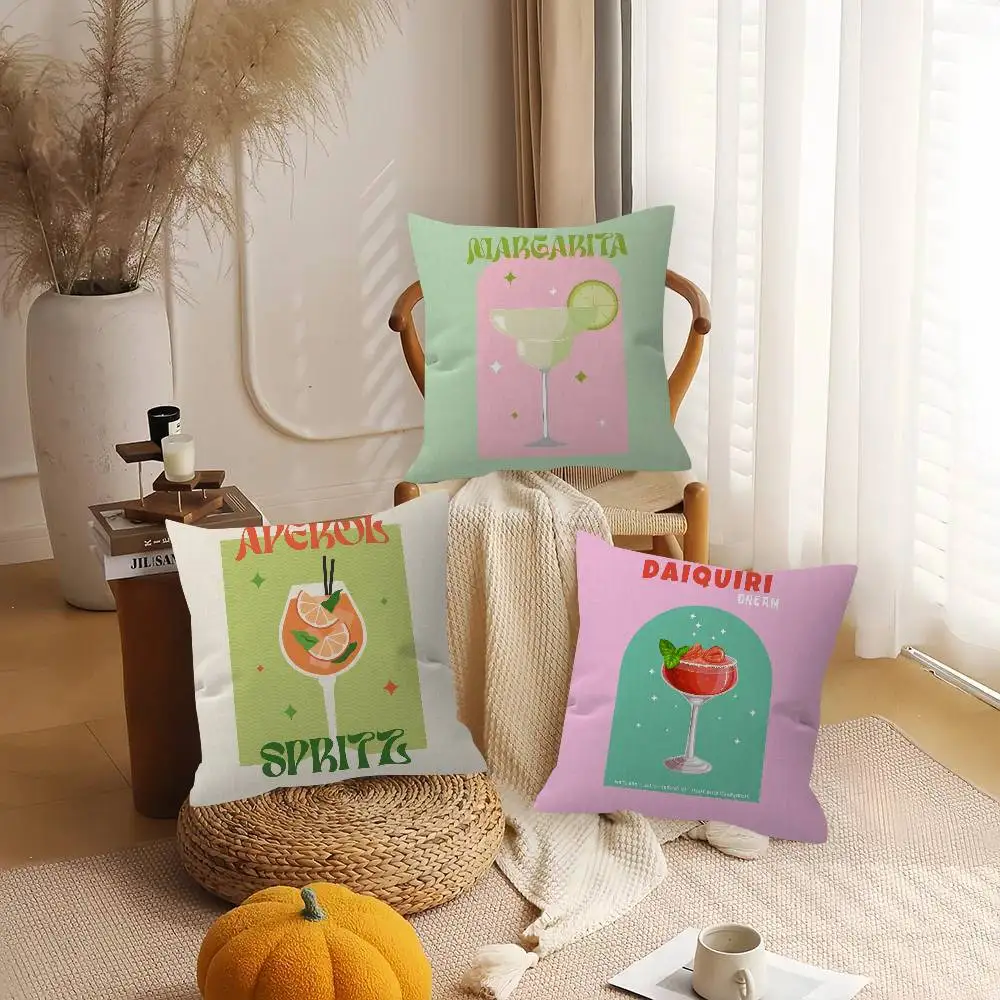 Hot M-Mmargarita cocktail arted  pillow cover sofa cushion cover home room decoration children gift