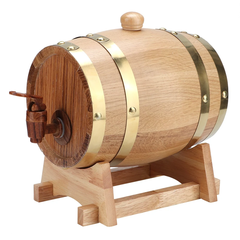 1.5L Vintage Oak Wood Wine Barrel Keg Bucket Wine Storage Accessories for Home Coffee Shop Tea House Restaurant