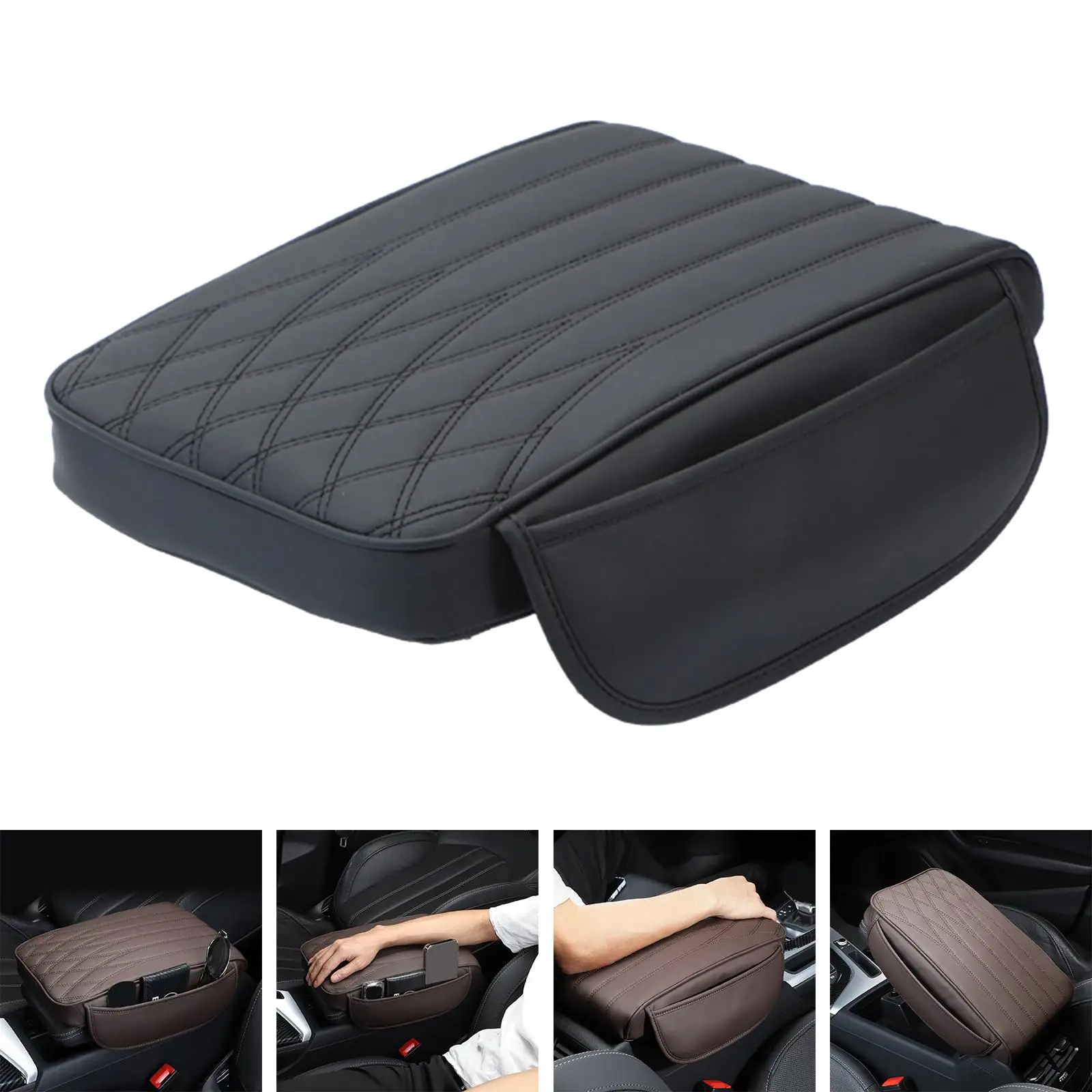 Middle Console Protector Car Armrest Box Cover Universal PU Leather Armrest Pillow for Truck SUV Seat