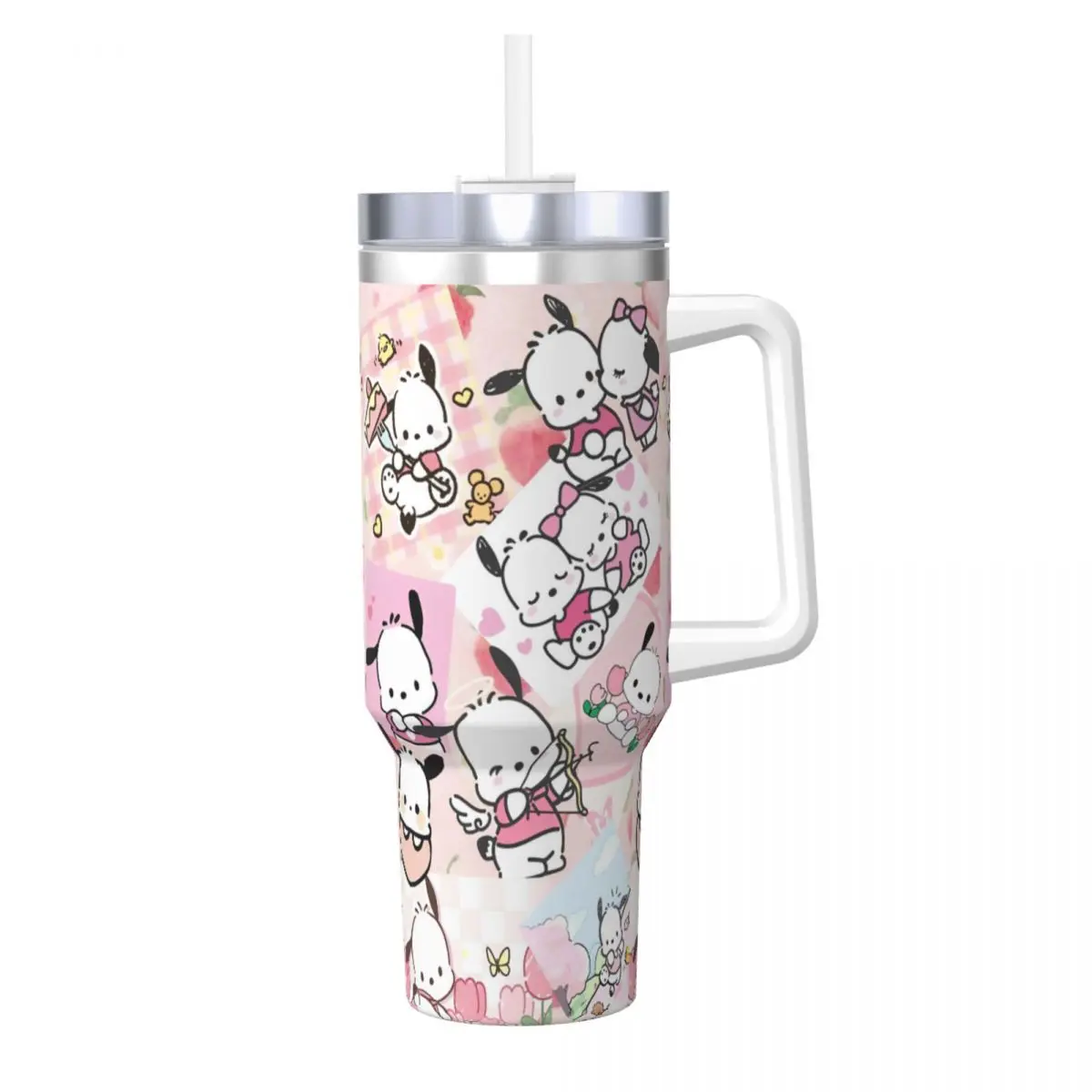 Pochacco Stainless Steel Tumbler Beach Thermal Mug With Straws and Lid 40oz Mugs Cup Cold Drink Water Bottle