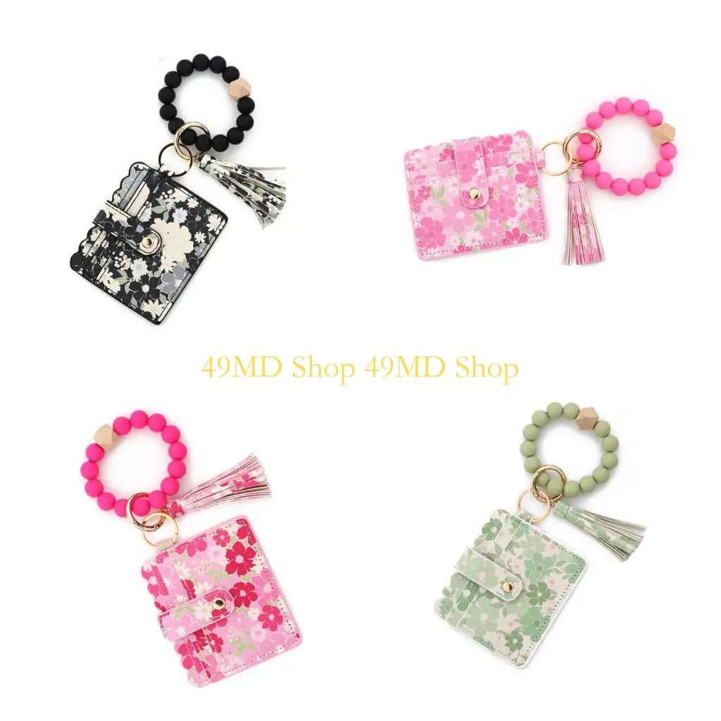 49MD Wristlet Keychain Bracelet Wallet Rings Wristlet Wallet Credit Card Holder
