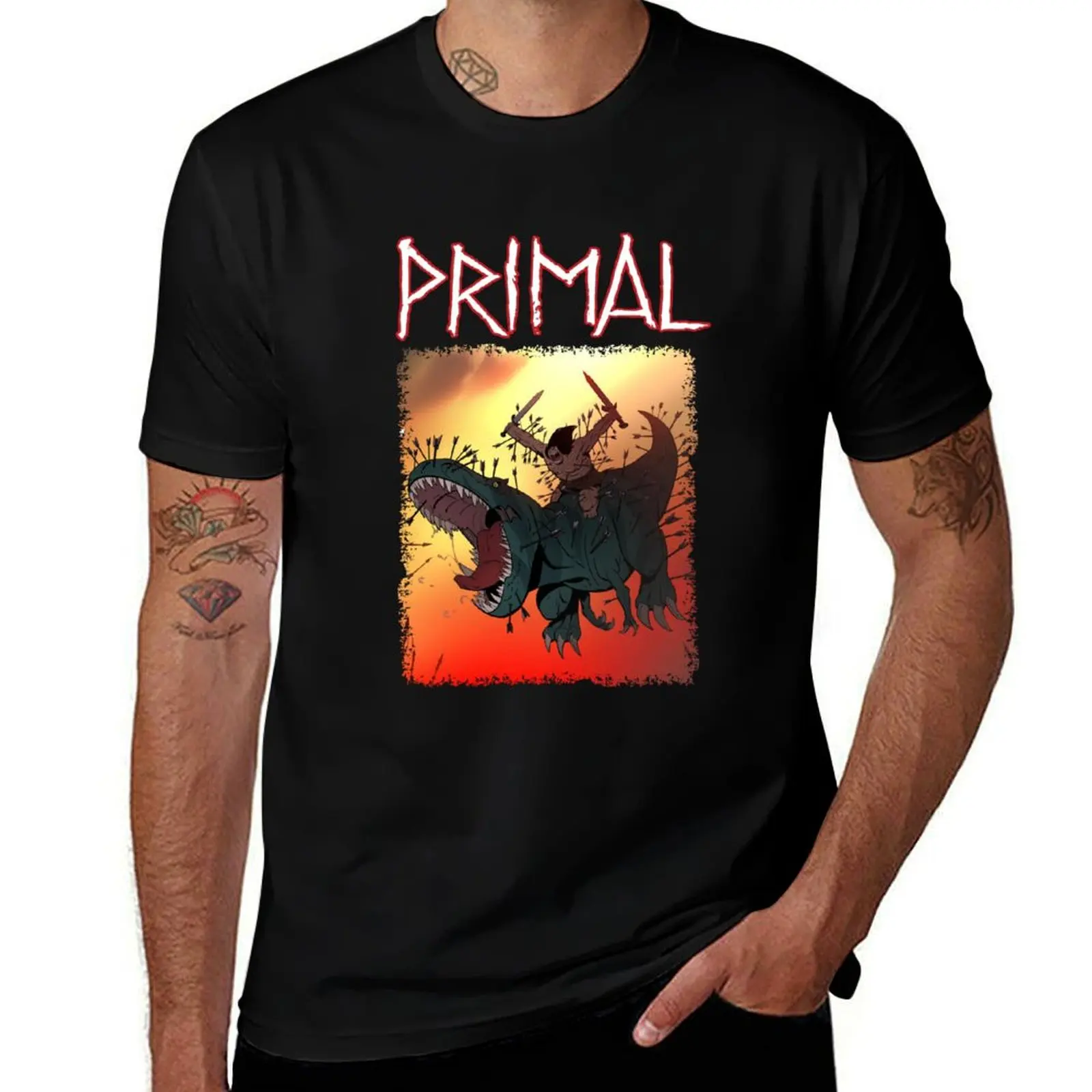 تي شيرت Primal قطن تي شيرت 100% للرجال باللون الأبيض
