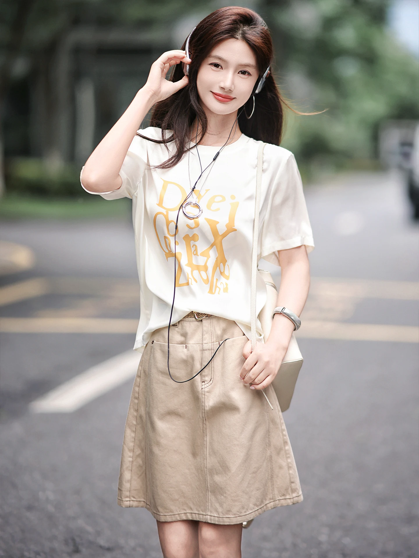 

Шелковый топ Zhaodaxi для женщин, свободный крой, с принтом, прохладный, удобный, повседневный, для летнего сезона, модный