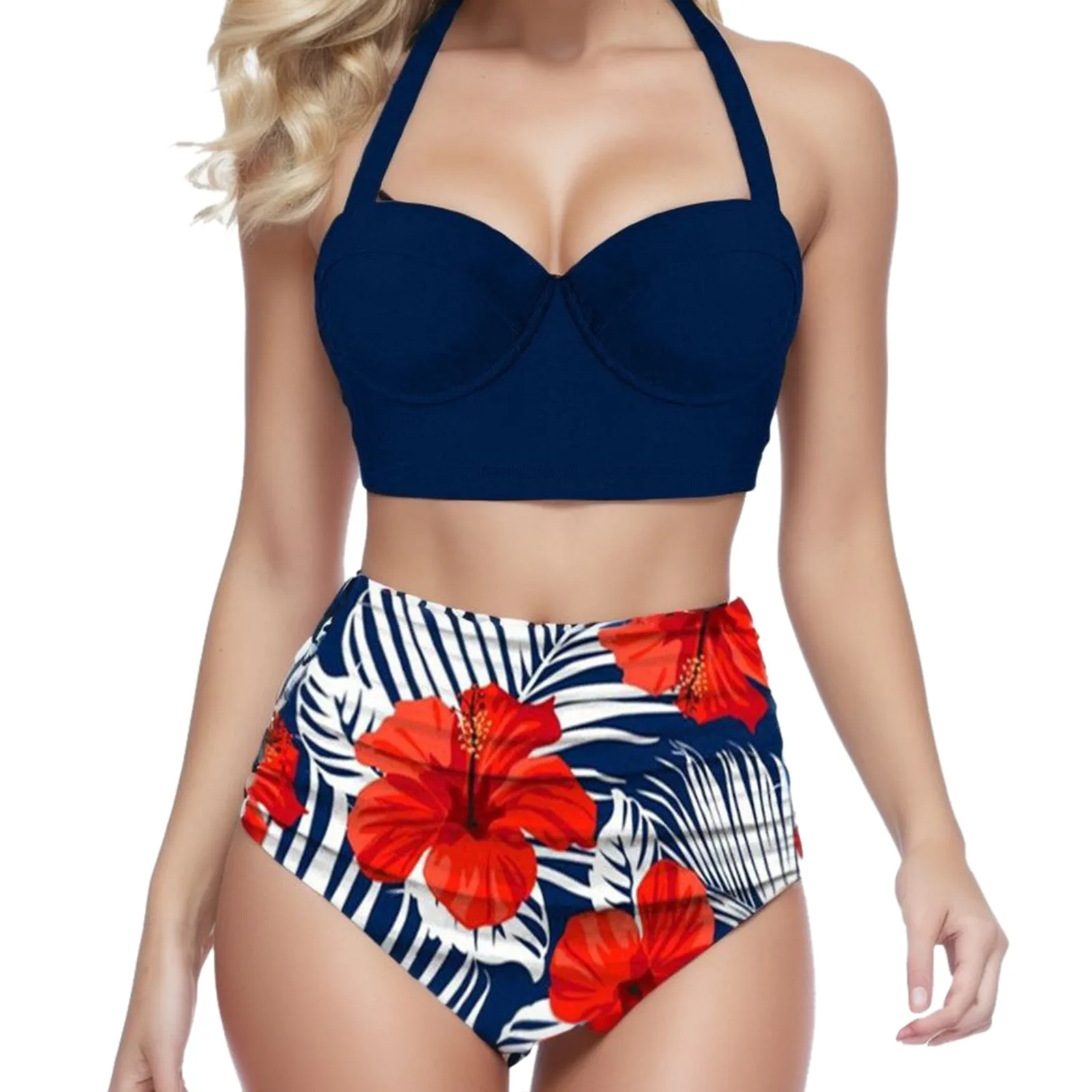 Sexy Floral Print Bra & Brief  Bikini Set Swimsuit Women High Waist Y2k Swimwear Tankini Cover Up Spring Summer Beach Mujer