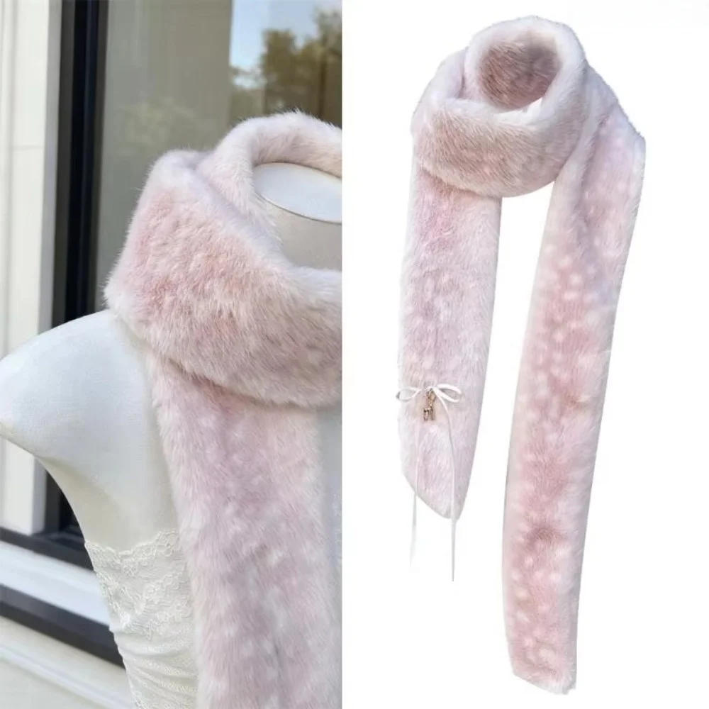 Cute Deer Print Scarf Winter Warm Windproof Foldable Earmuffs Soft Neck Warmer New Year Celebration