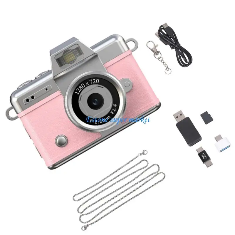 090B كاميرا مرفقة على شكل سلسلة مفاتيح باللون الوردي بسعة 32 جيجابايت لتسجيل صور فيديو خفيفة الوزن للسفر في مدونات الفيديو