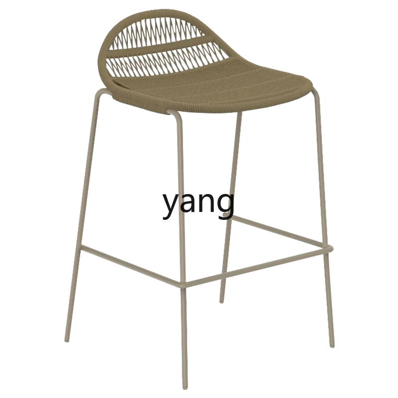 LMM Chair Outdoor Waterproof Outdoor Terrace Woven High Bar Stool High Chair