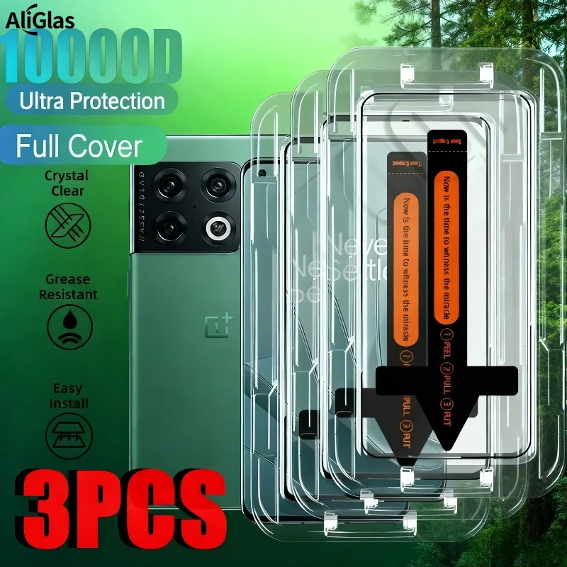 3Pcs Full Cover Tempered Glass Screen Protectors for OnePlus 15 13R 12 11 Pro 10R 9 Pro Full Coverage Anti-Fingerprints Glass