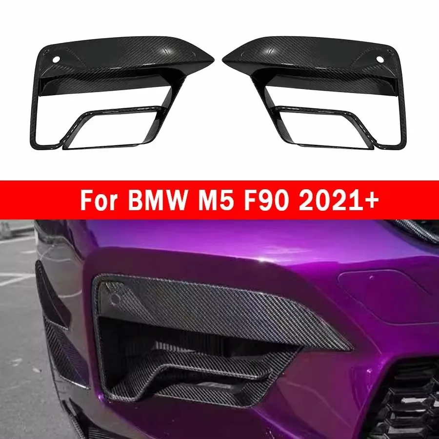 For BMW F90 M5 2021+ Dry Carbon Fiber Tuyere Front Bumper Air Vent Cover Trim Foglamp Mesh Grill Car Accessories body kit