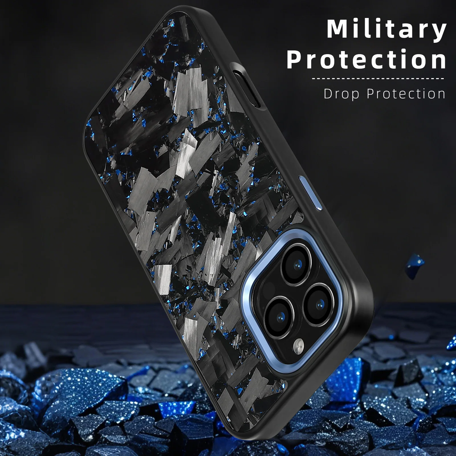 

Чехол MagSafe из настоящего кованого углеродного волокна для iPhone 11, 12, 13, 14, 15, 16 Pro Max Plus, противоударный противоскользящий защитный чехол