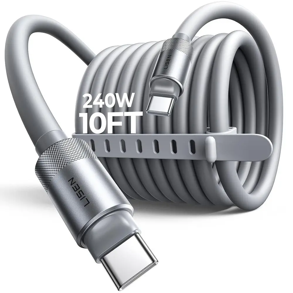 High-Speed 240W USB-C Charging Cable, Silicone Coated Parallel USB-C to USB-C for Ultrabooks, iPads, and Smartphones