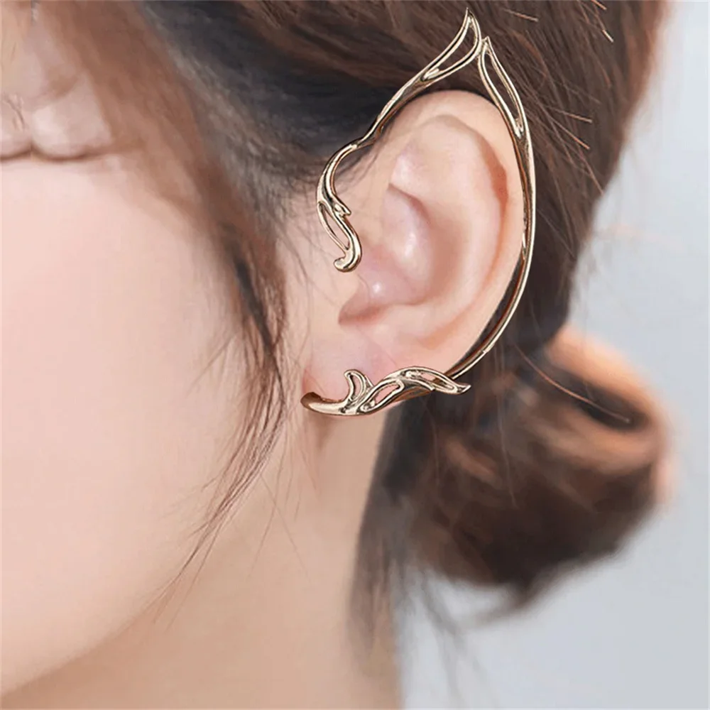 Fashion Elf Earrings for Women Lovely Cat Contour Ear Shaped Pendant Clip Earrings Jewelry Accessories Party Gifts 2023 Trend