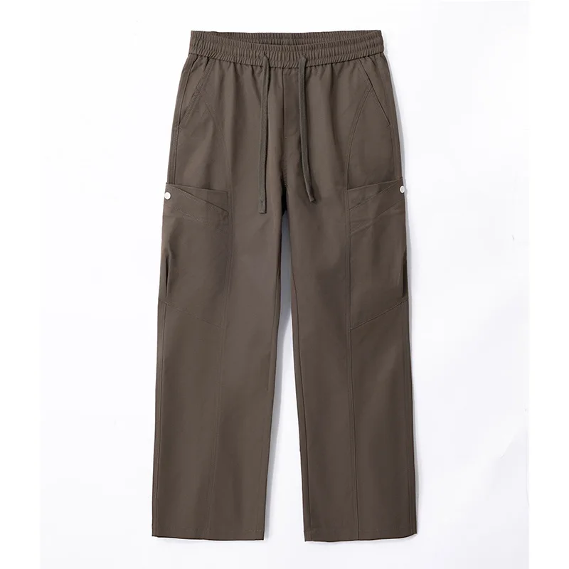 

Мужские новые модные брюки, одежда, мужские однотонные простые базовые повседневные модные прямые брюки-карго с широкими штанинами и завязками