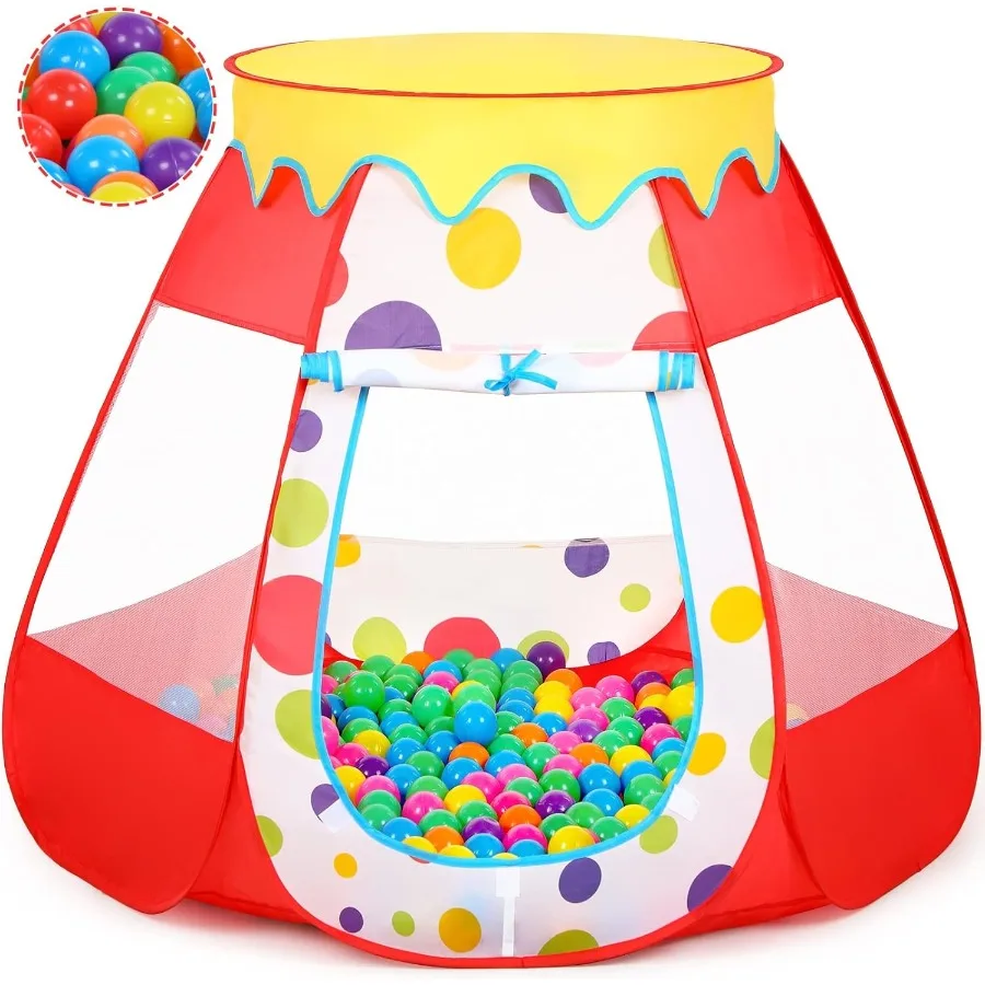 Poteau à balles pour bébé avec 50 balles, tente de jeu Pop-Up pour filles, jouets de princesse pour maison de jeu intérieure et extérieure avec transport Ba