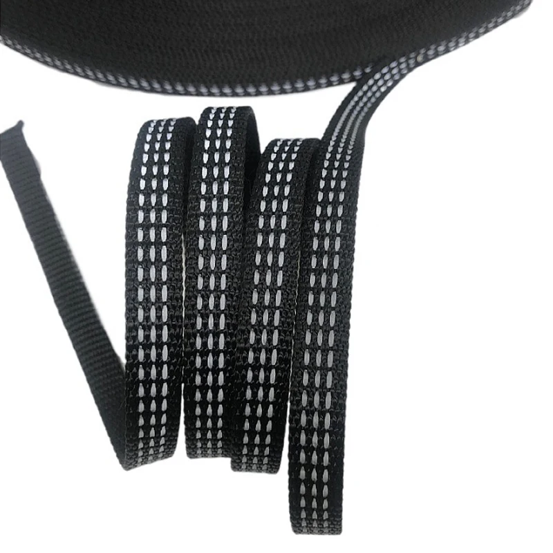 50 Meters 3/8" Reflective Ribbon Webbing 10mm Bag Trim Sewing Accessories DIY Pet Collar Black Red Green Lake Blue Rose Red view 2