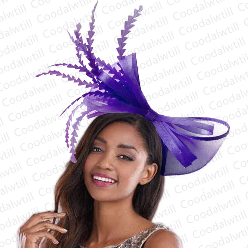 Women Elegant Bow Fascinator Party Hats Wedding Headwear  Bride Hair Accessories Feather Pillbox Cap Derby Headdress Veils Cap