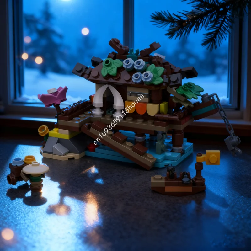232ピース-moc-オーシャンハウス-ミニビルド-クリエイティブモデル-組み立てブロック-建築-フェスティバルギフト-組み立てdiyおもちゃ-ブロック