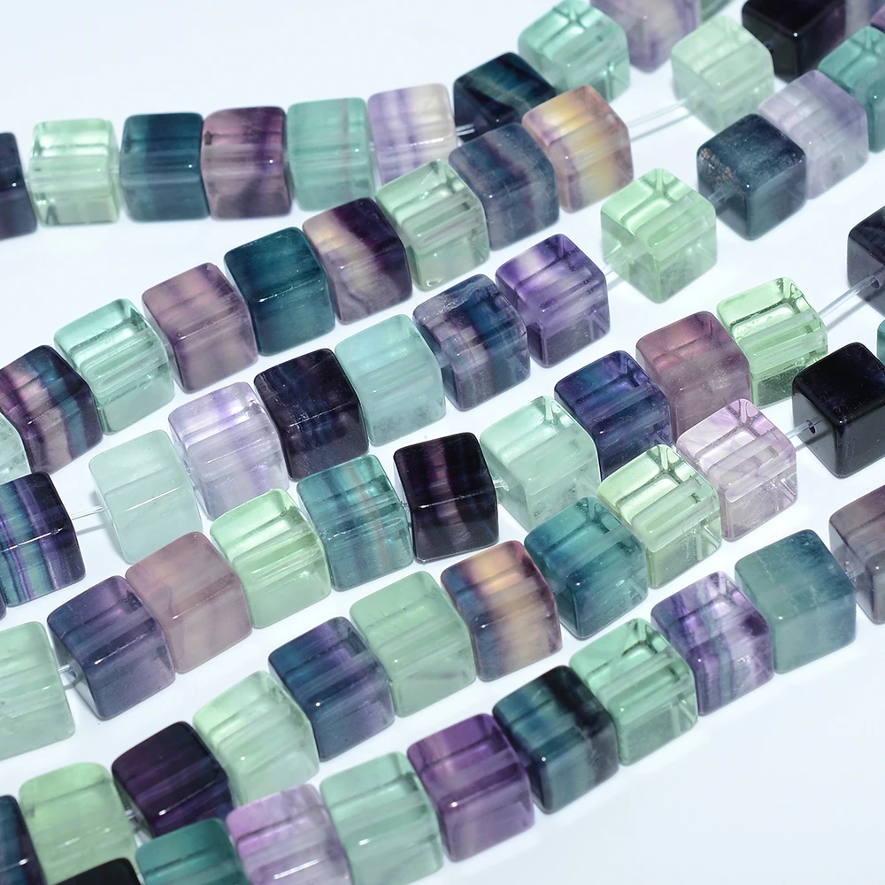 Natural Fluorite Cube Beads 8x8mm,Strand Length 20cm,24 Beads / Pack