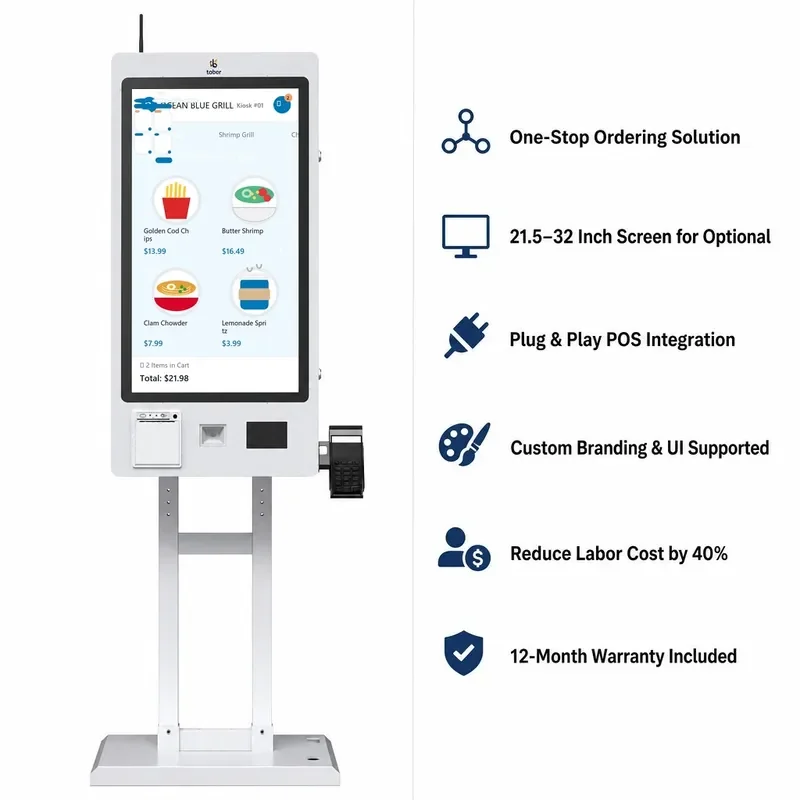 POS Terminal Holder Floor Stand or Wall Mount for Kfc McDonald Food Ordering Kiosks Self Service Payment Kiosk Restaurant