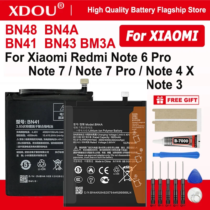 BN48 BN4A BN41 BN43 BM3A Brand New Battery For Xiaomi Redmi Note 6 Pro/Note 3/ Note 4X /MTK Helio X20 /Note 4 /Note 7 Pro