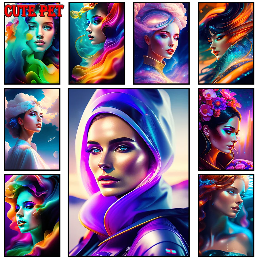 

Алмазная живопись "сделай сам", звездное небо, девушка, мозаика, рукоделие, рукоделие, полная Алмазная 5d Вышивка, стразы красивая женщина, украшение для дома