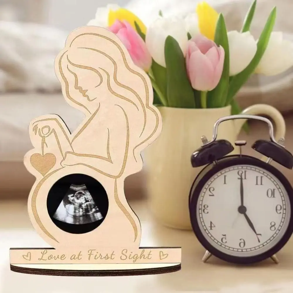 Durable Handicraft Ultrasound Photo Frame DIY Wooden Baby Ultrasonic Stand Sign Baby Ultrasound Handmade Pregnancy Souvenir