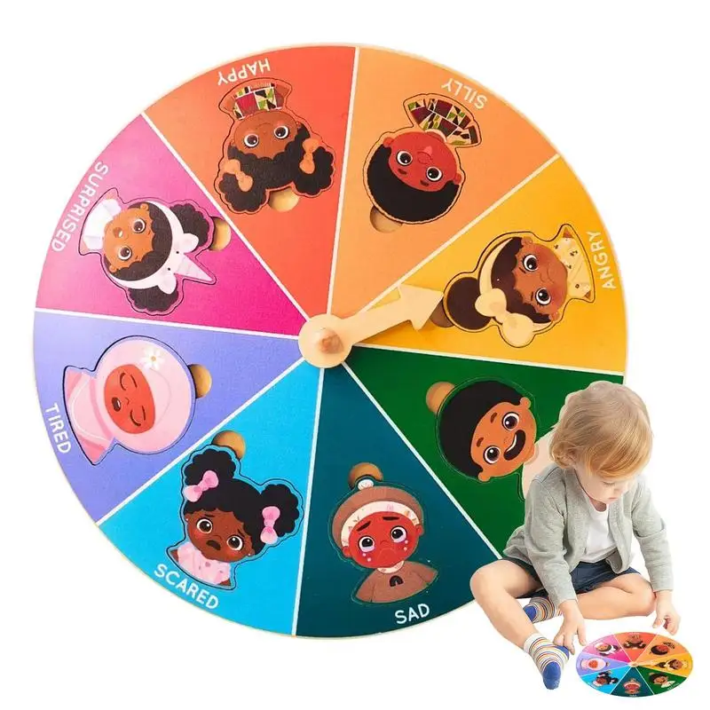 Wood Feeling Wheel For Kids Emotion Management Spinner Emotion Regulation Spinner Social Emotional Learning Feelings Wheel Decor