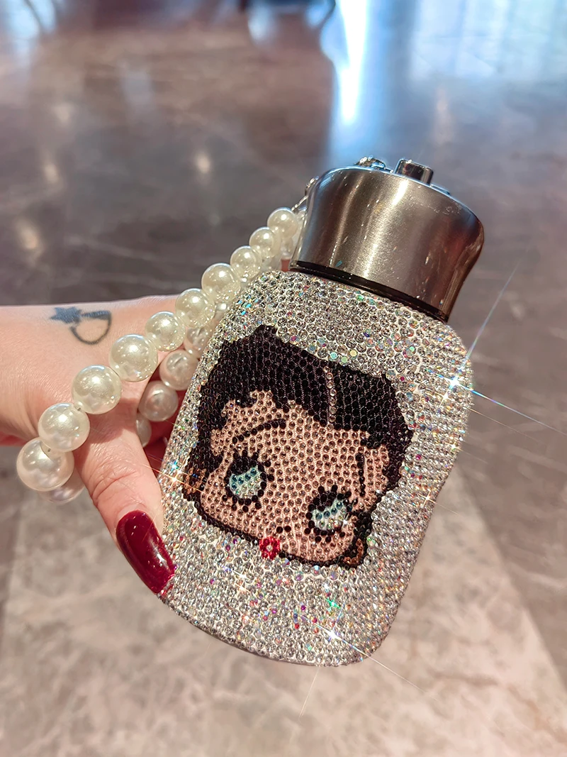 Stainless Steel Thermal Water Bottle for Women Cute Cartoon Thermos Mug with Rhinestone Leak-Proof Insulated Cup Drinkware 280ml