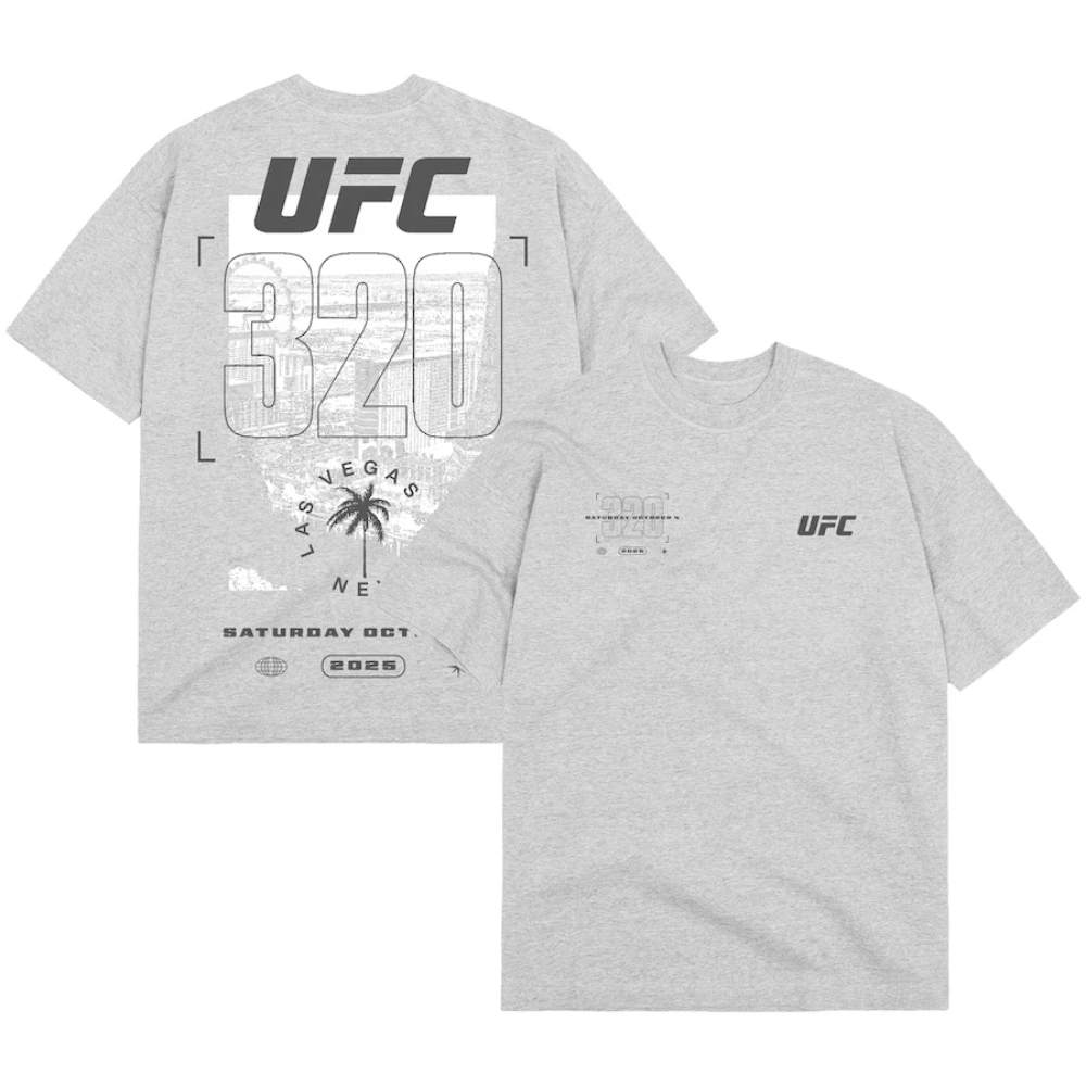 2025 dei nuovi uomini Grigio UFC 320 Vegas View Boxy T-shirt Camicia di Halloween Moda Casual Donna Comodo Sport Top a maniche corte