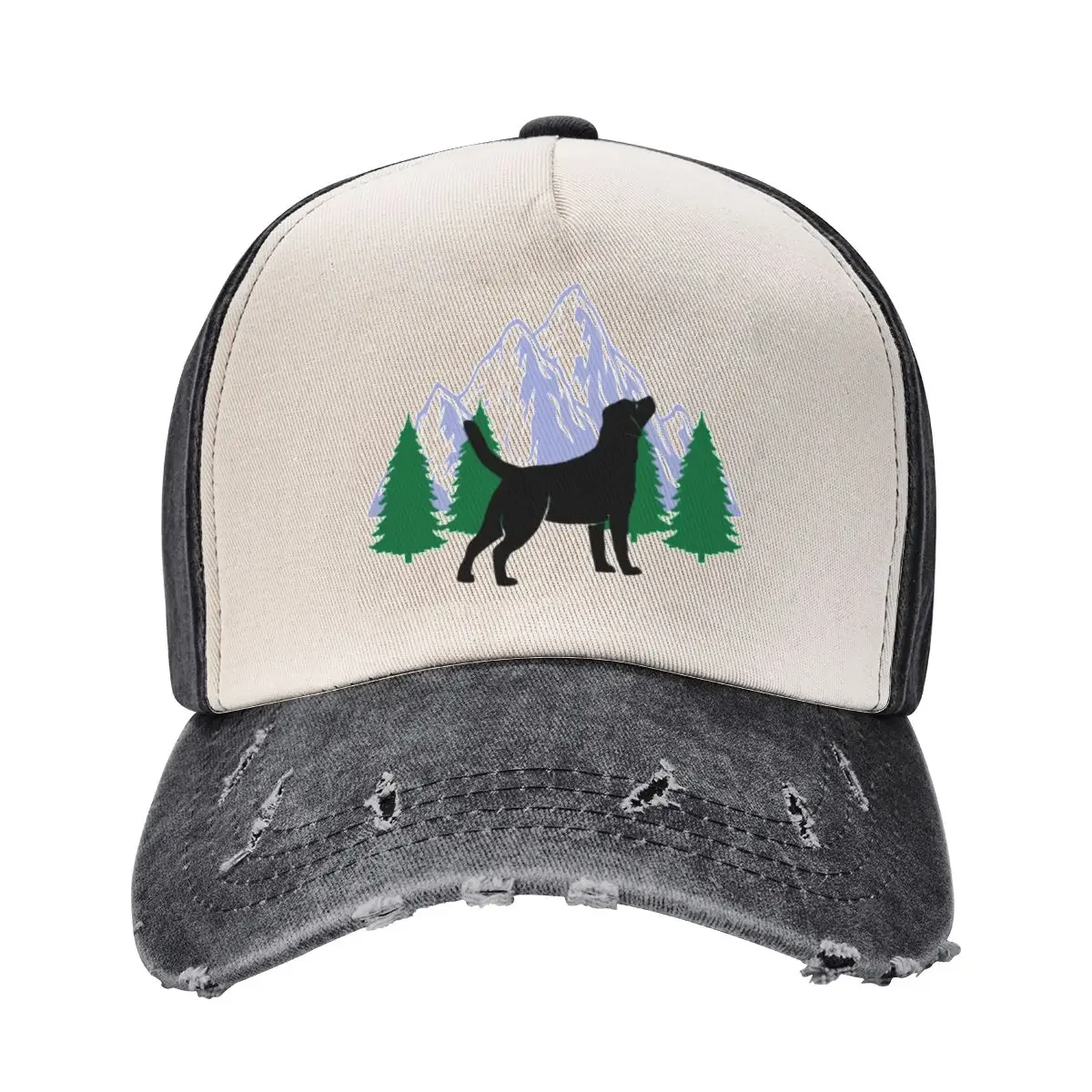 labrador dog silhouette mountain tree christmas Baseball Cap Gentleman Hat Rave Sun Hats For Women Men's