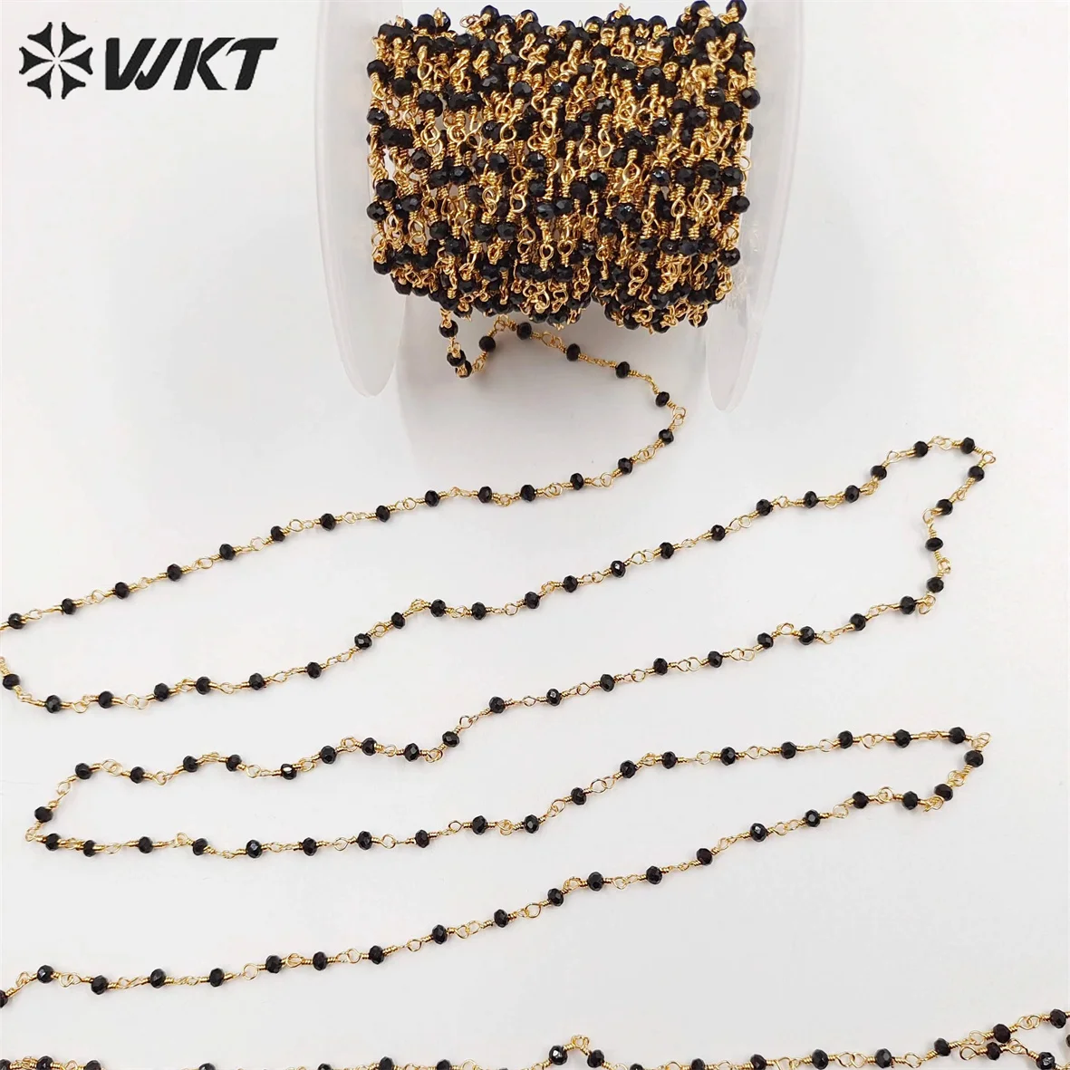 WT-RBC024 Luxury Delicate Natural Gemstone Black Crystal Small Beads Chain For Bracelet & Choker  Chic Lady Jewelry Accessories